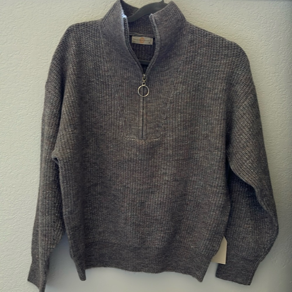Quarter-Zip Oversized Knit Sweater